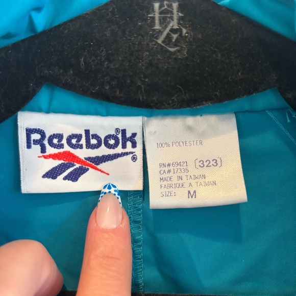Reebok Vintage Y2K 90's Teal Zi Up Raincoat Windbreaker Jacket Size M Unisex - Picture 5 of 8